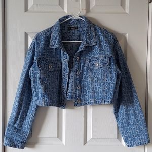 SHEIN Front Button Crop Denim Jacket Sz M